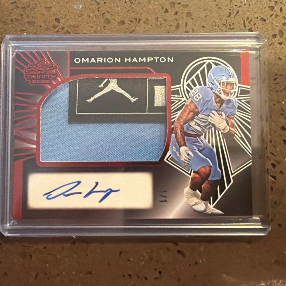 2025 Leaf Trinity Omarion Hampton ROOKIE LOGO PATCH AUTO 1/1 Jumpman