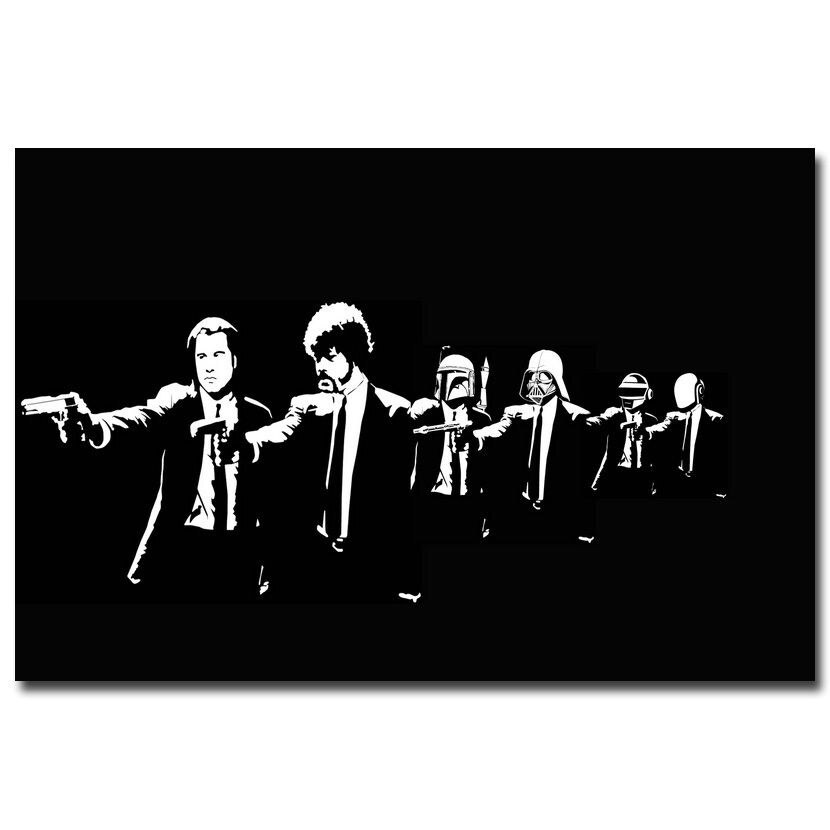 Star Wars Pulp Fiction Black White Movie Poster Wall Art Print US