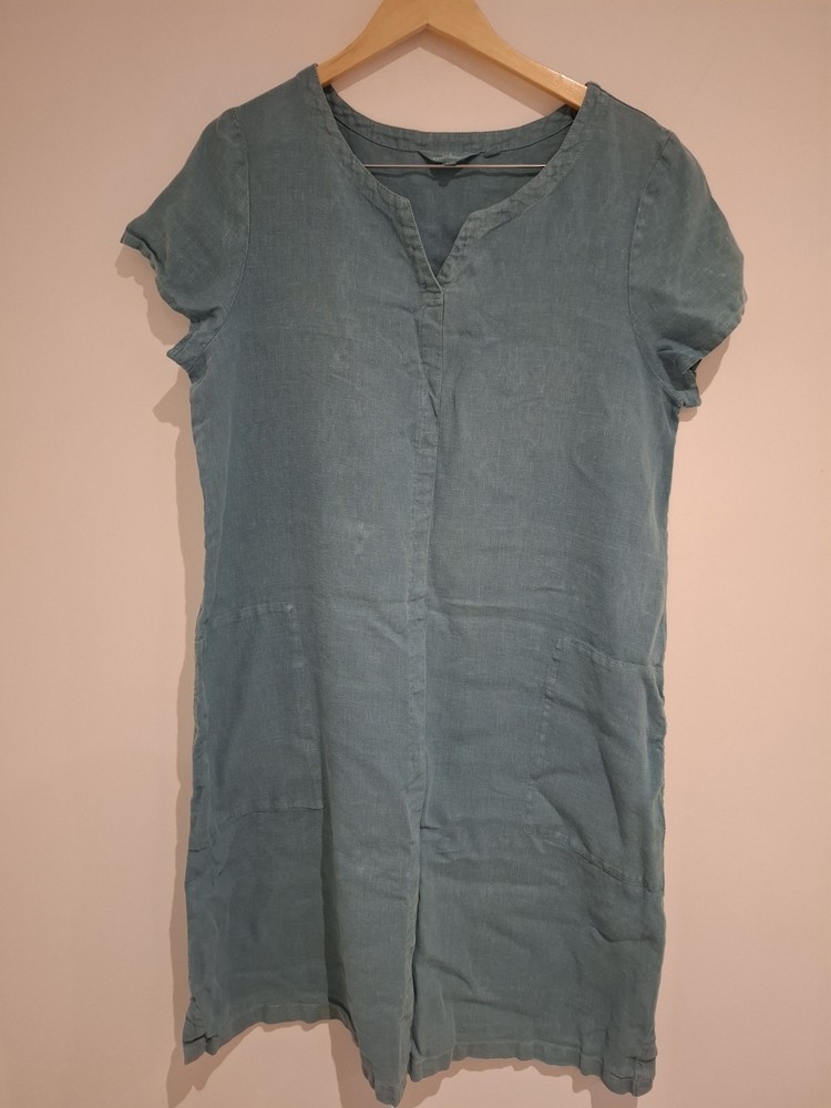 Sea Salt Cornwall Green /Blue linen Tunic Size 16 UK