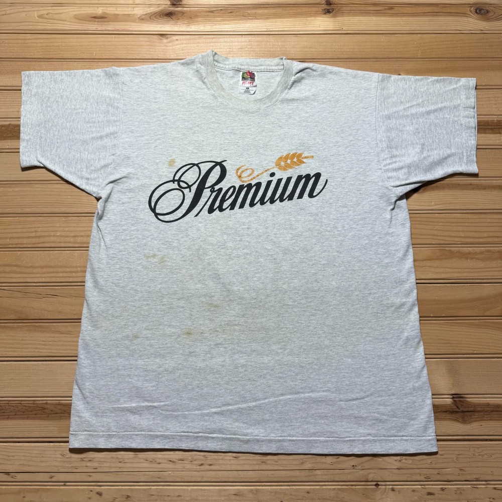 Vintage 90s Premium Light Beer Brand Promo T-Shirt Distressed - Size XL