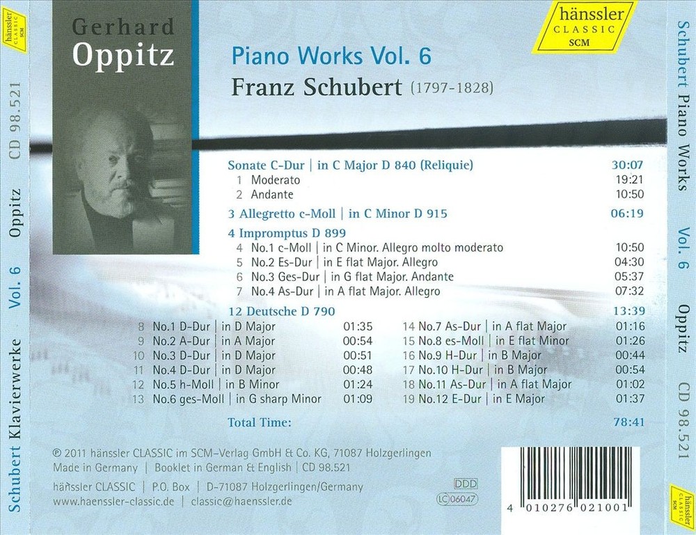 Gerhard Oppitz Schubert: Piano Works, Vol. 6 New Cd