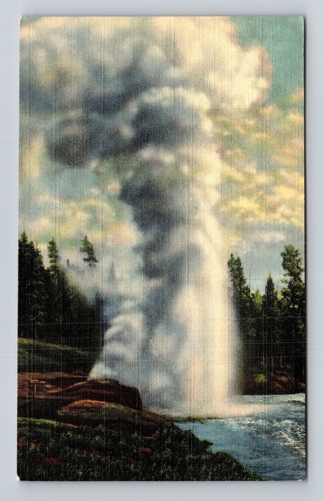 Yellowstone National Park, Riverside Geyser, Series #955 Vintage Postcard