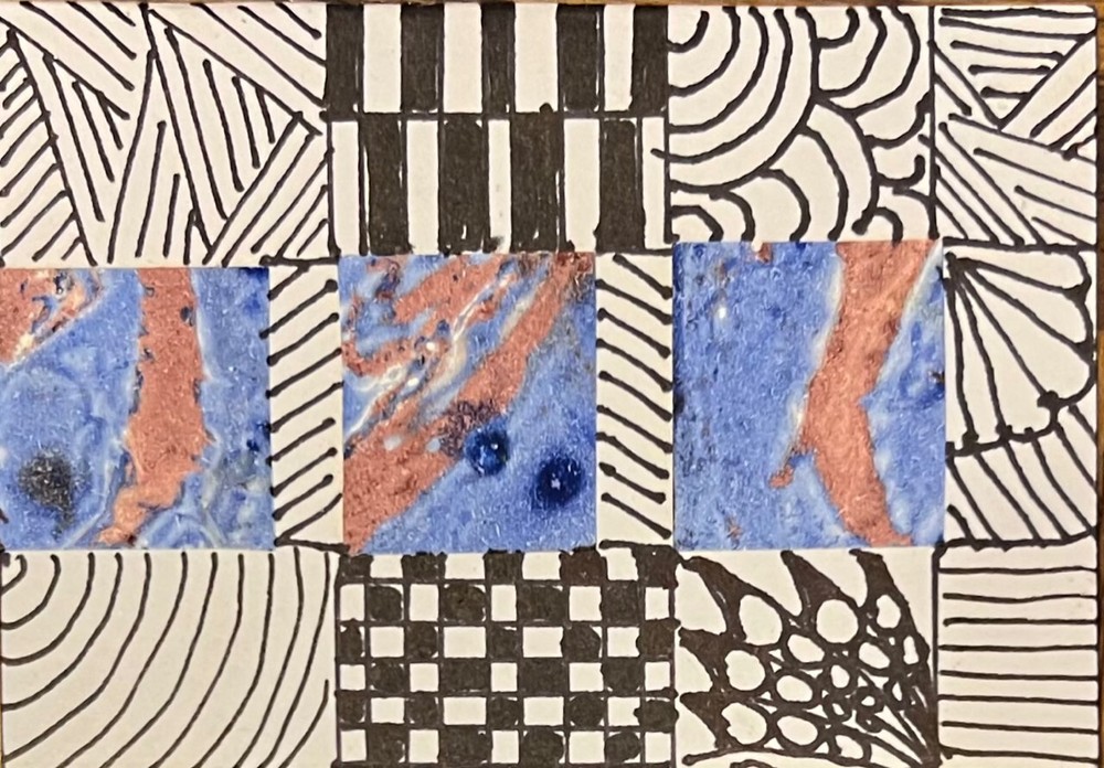 aceo OOAK original collage Lines Shapes  Trading Card By Maryann Lucas
