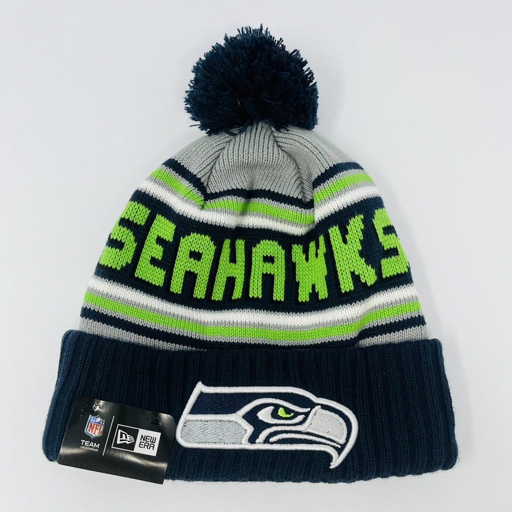 New Era NFL Seattle Seahawks Knit Beanie Toboggan Winter Hat Cap Striped Multi