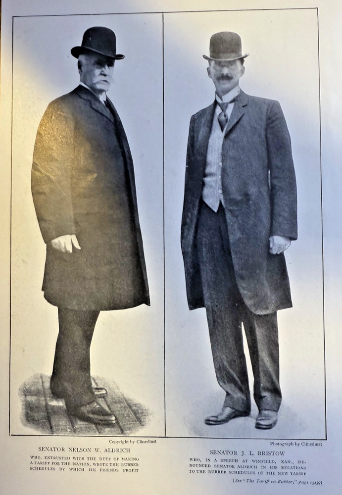1910 Vintage Magazine Illustration Senators Nelson W. Aldrich & J. L. Bristow