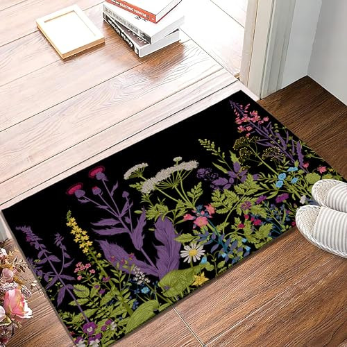 Door Mat,Herbs and Wild Flowers Welcome Mat,Doormats Indoor Entrance, Indoor