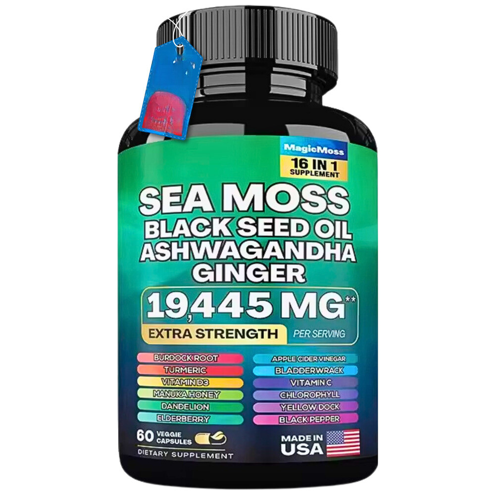 Sea Moss, Black Seed Oil, Ashwagandha, Turmeric, Ginger (16 in 1 Multivitamin)