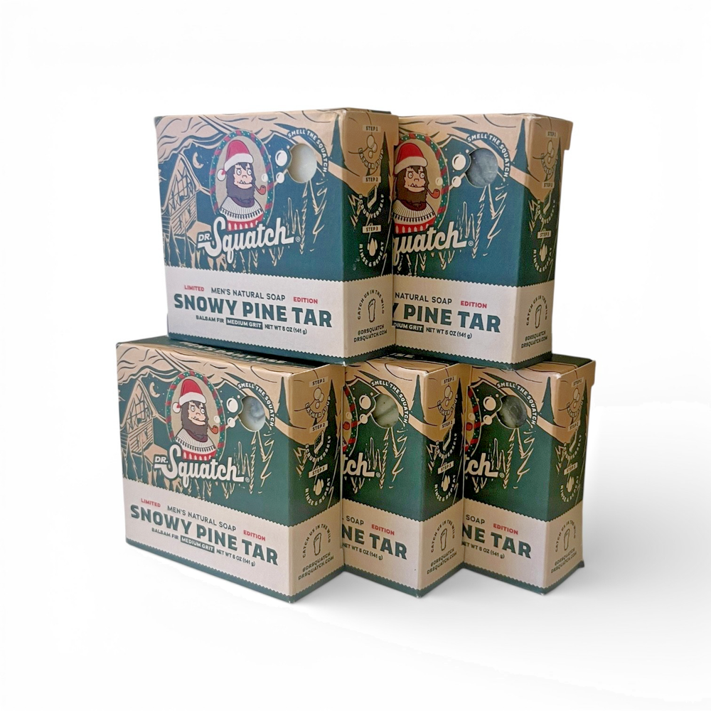 5x Dr Squatch Snowy Pine Tar Bar Soap Limited Edition Balsam Fir Medium Grit Bar