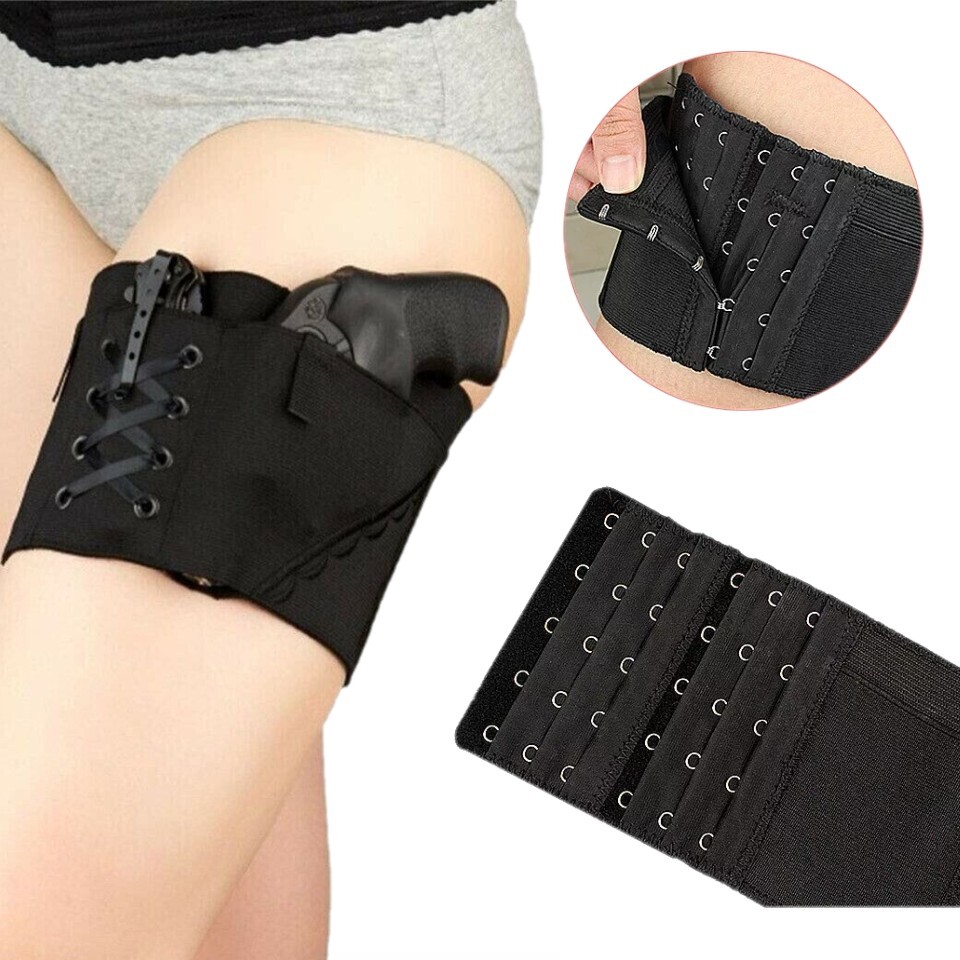 Tactical Concealed Elastic Women's Leg Embroidery Pistol Holster Thigh Holster