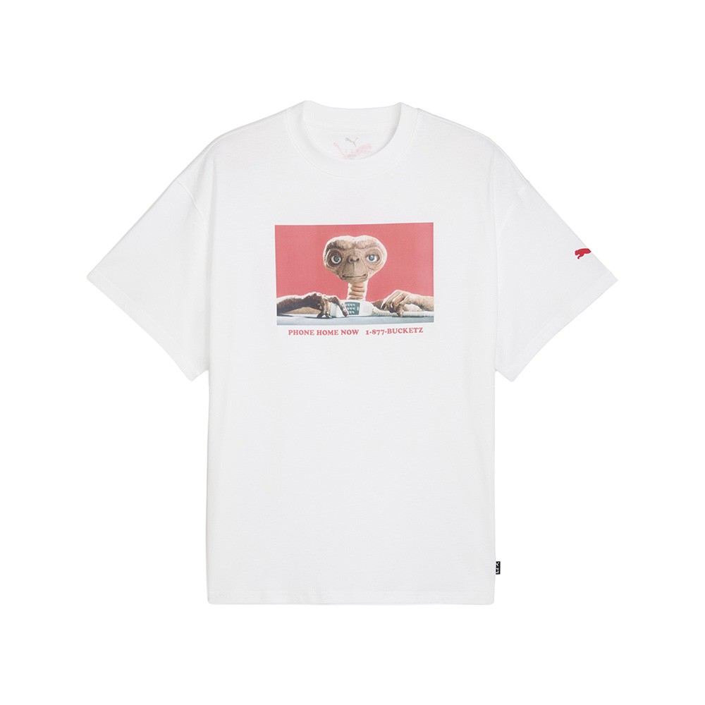 PUMA  Hoops X E.T. Graphic Crew Neck Short Sleeve T-Shirt Mens White Casual Tops