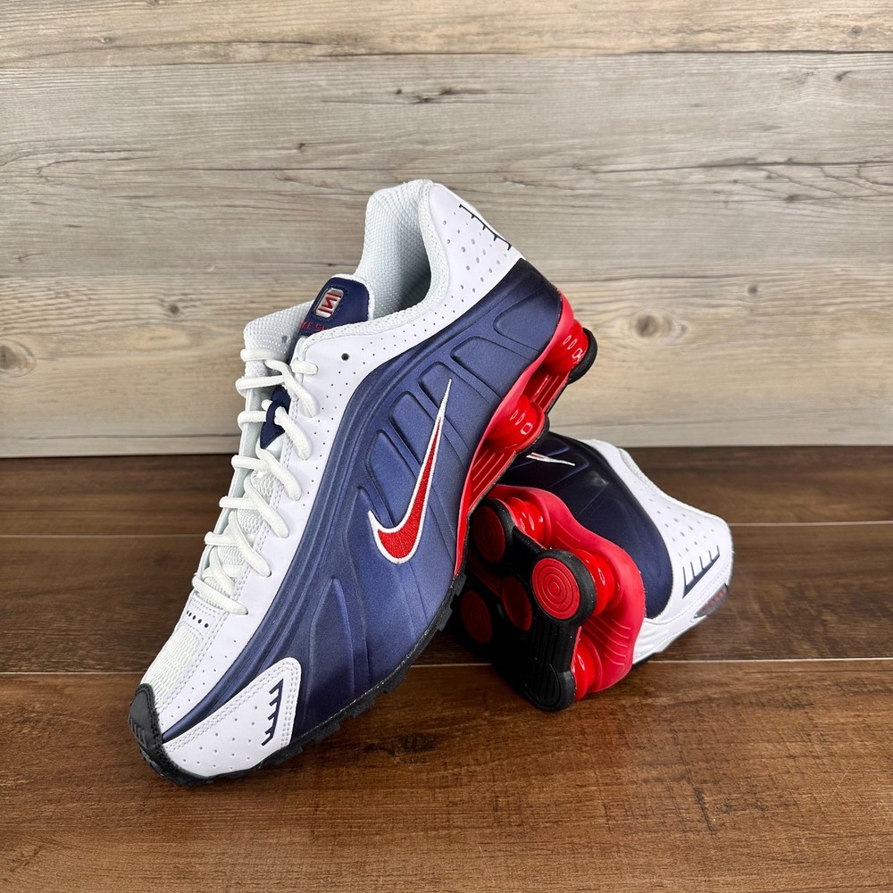 Nike Shox R4 USA Mens Size 12 White Varsity Red Midnight Blue HQ1988 400