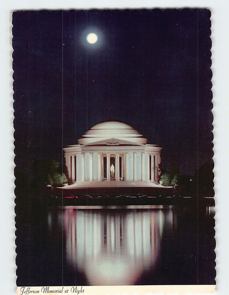Postcard Jefferson Memorial at Night Washington DC USA