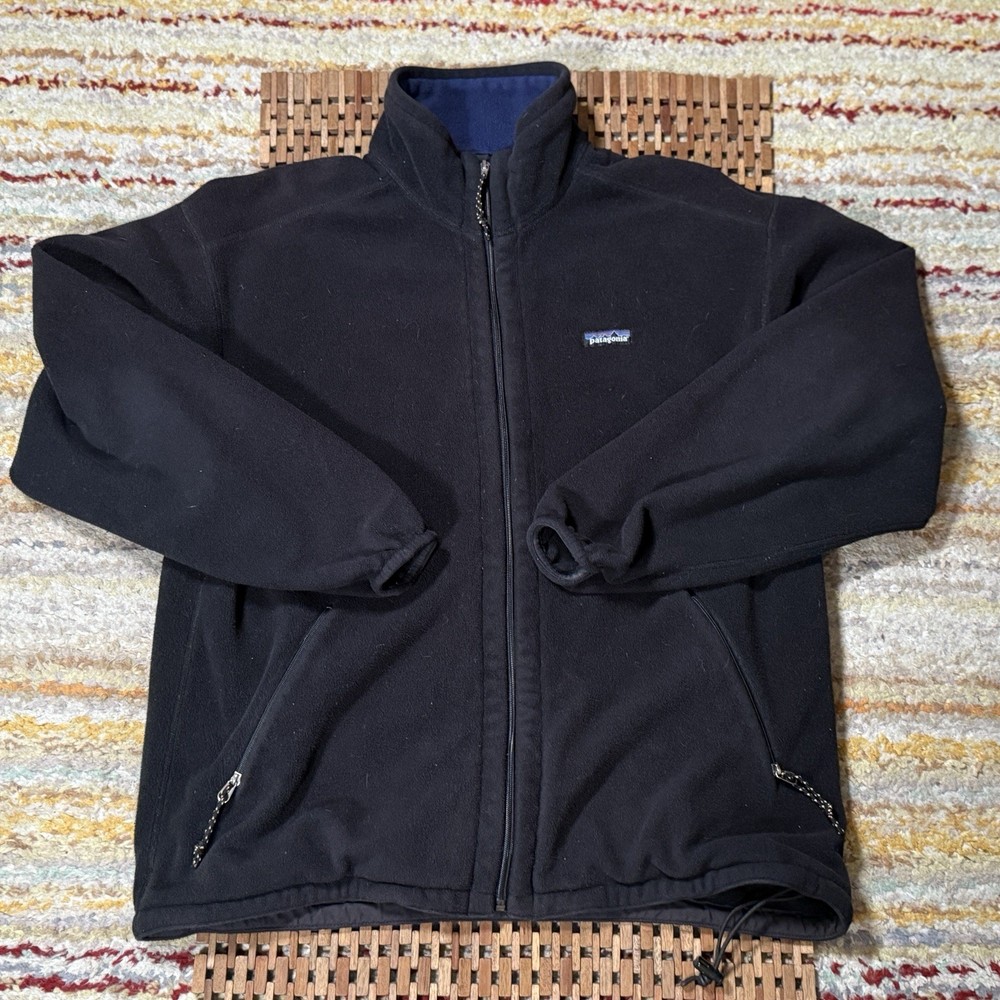 Vintage Patagonia Full Zip Fleece Jacket Black Made In USA Men’s Large VTG