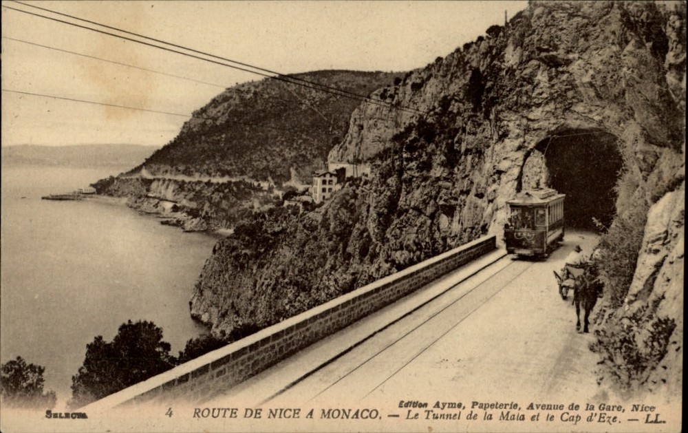 Route de Nice Monaco Tunnel vintage postcard s009