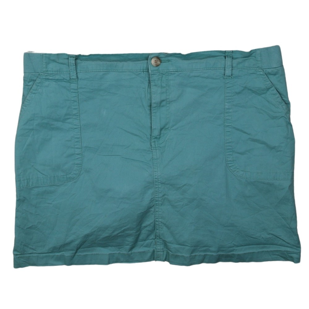 Lee Womens Skort Blue Twill Mid Rise Zip Front Lined Utility Pockets Summer M