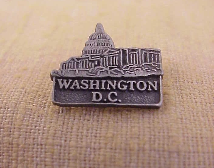 Washington D.C. Capital Souvenir Travel Pin Back Pewter Hat Lapel