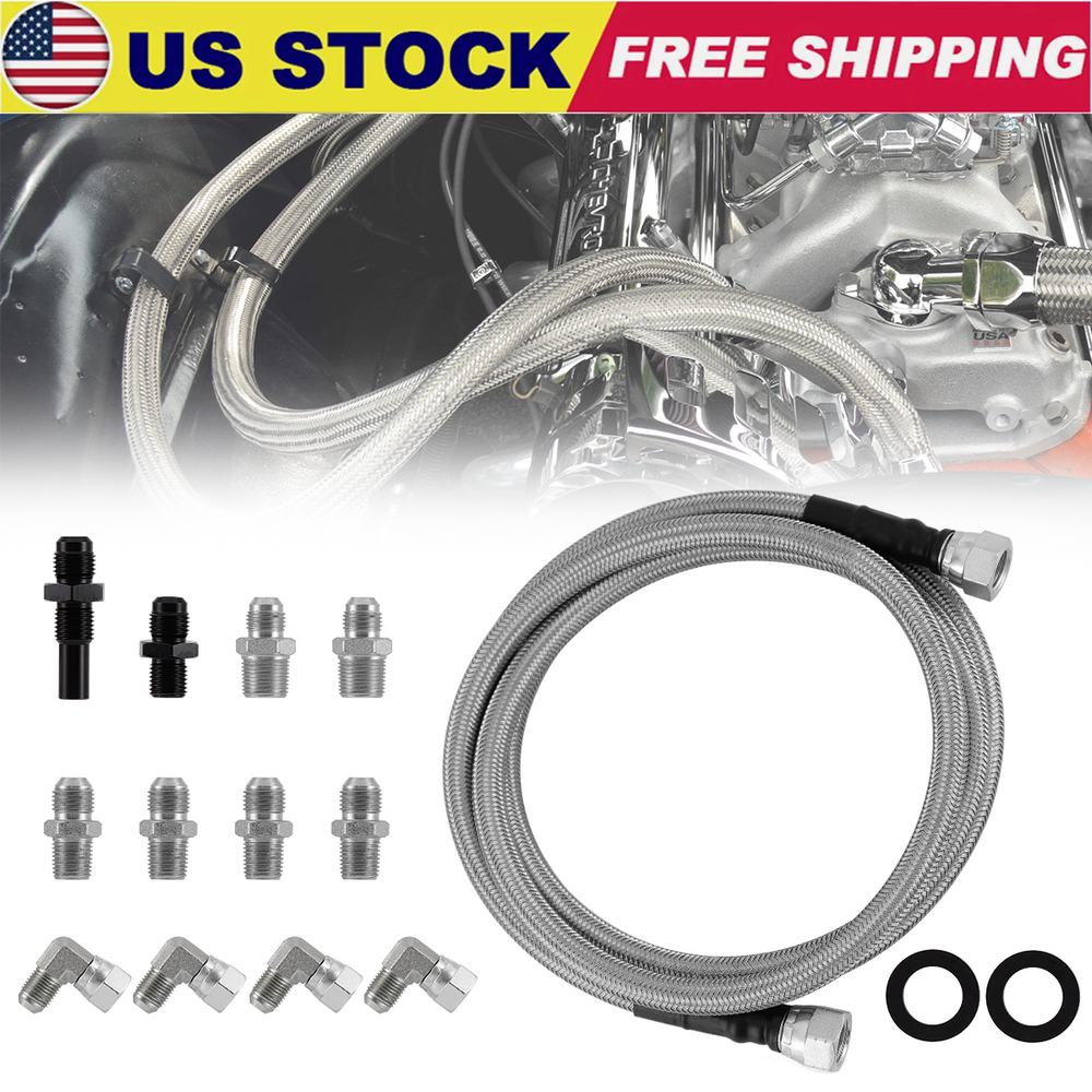 6AN Hose For GM 4L60E 4L80E Flexible SS Braided Transmission Cooler Lines Kit