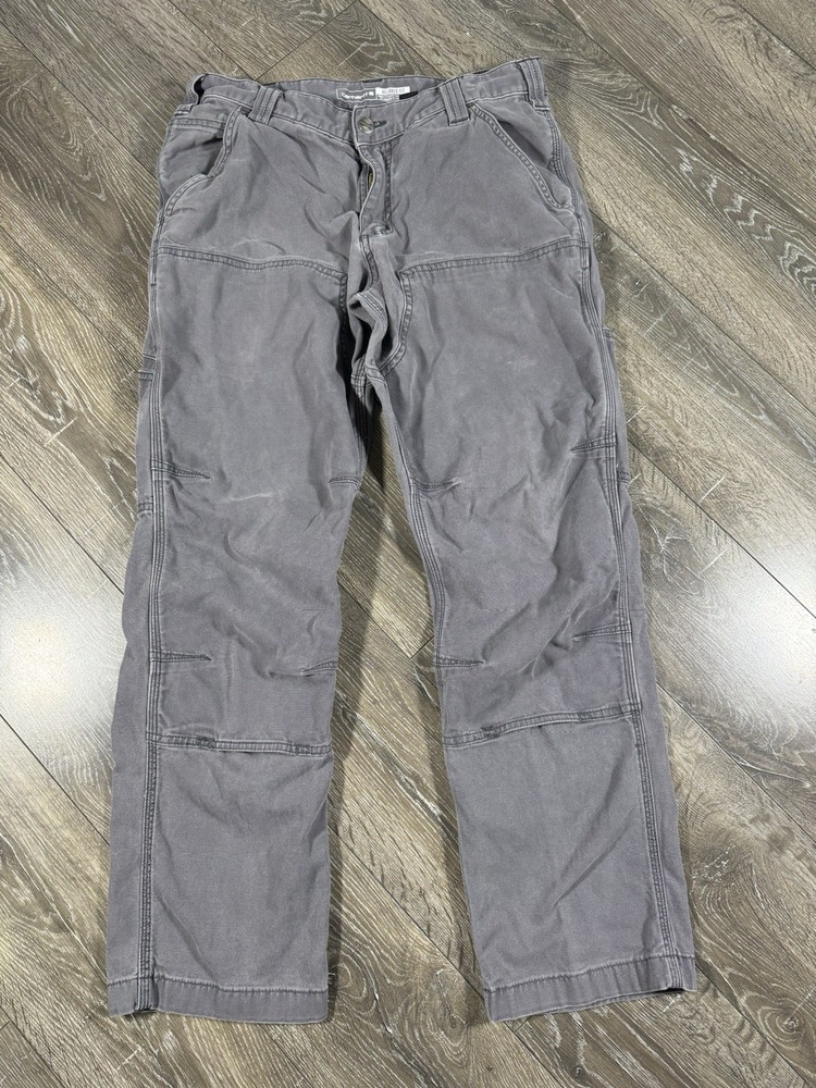 Carhartt Work Pants Mens 32x30 Gray Relaxed Fit Double Knee Carpenter Trousers