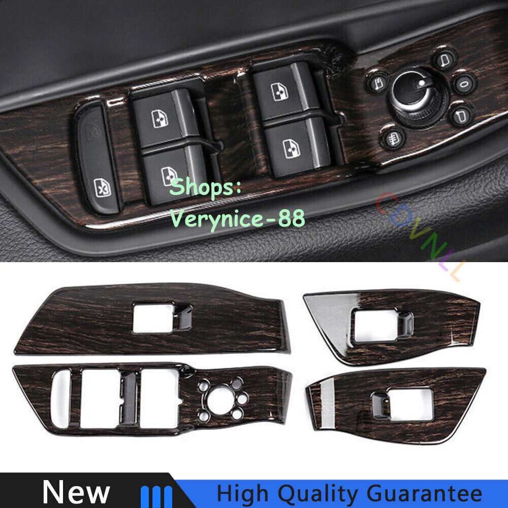 For Audi A4 A5 2017-2021 Peach Wood Grain Window Lock Lift Panel Frame Trim 4PCS