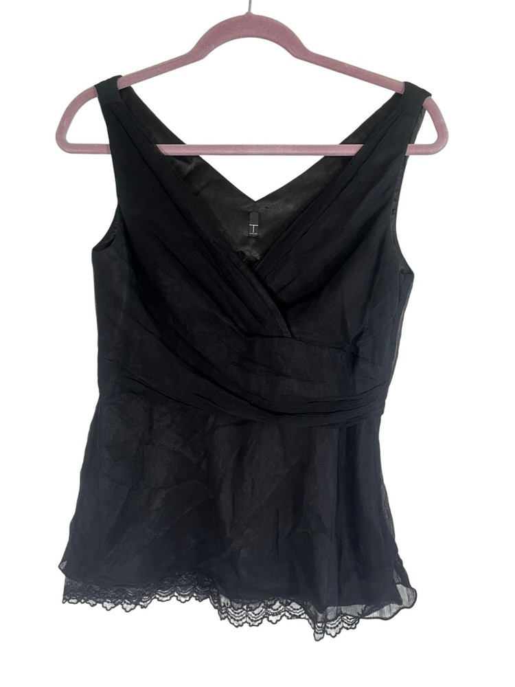 Neutral Floral Sheer Lace Silk Top S Grunge Preppy Y2K Festival Emo Minimalist