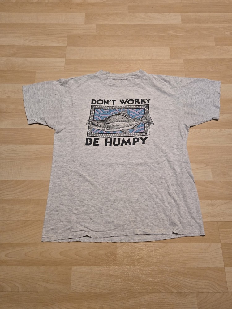 Vintage 1989 Ray Troll Don’t Worry Be Humpy Fish Art Shirt Men’s Medium