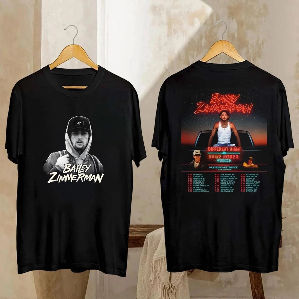 Bailey Zimmerman Different Night Same 2026 Reprint T-Shirt Tour Fan