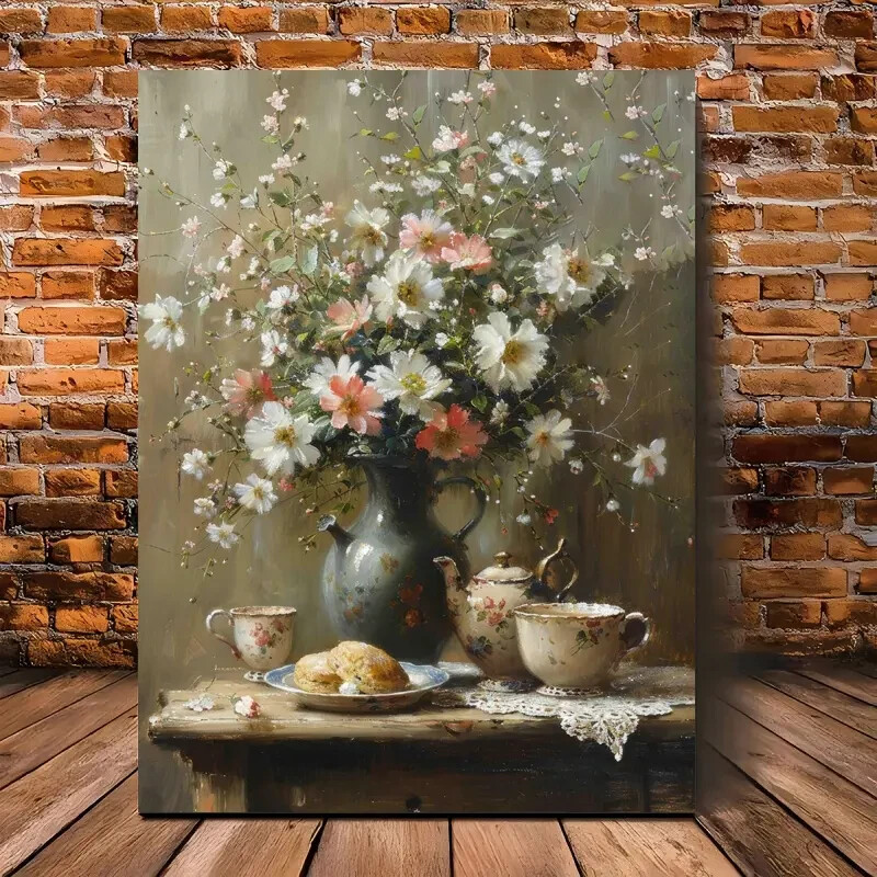 Vintage Floral Still Life Wall Art  Canvas Unframed/Framed