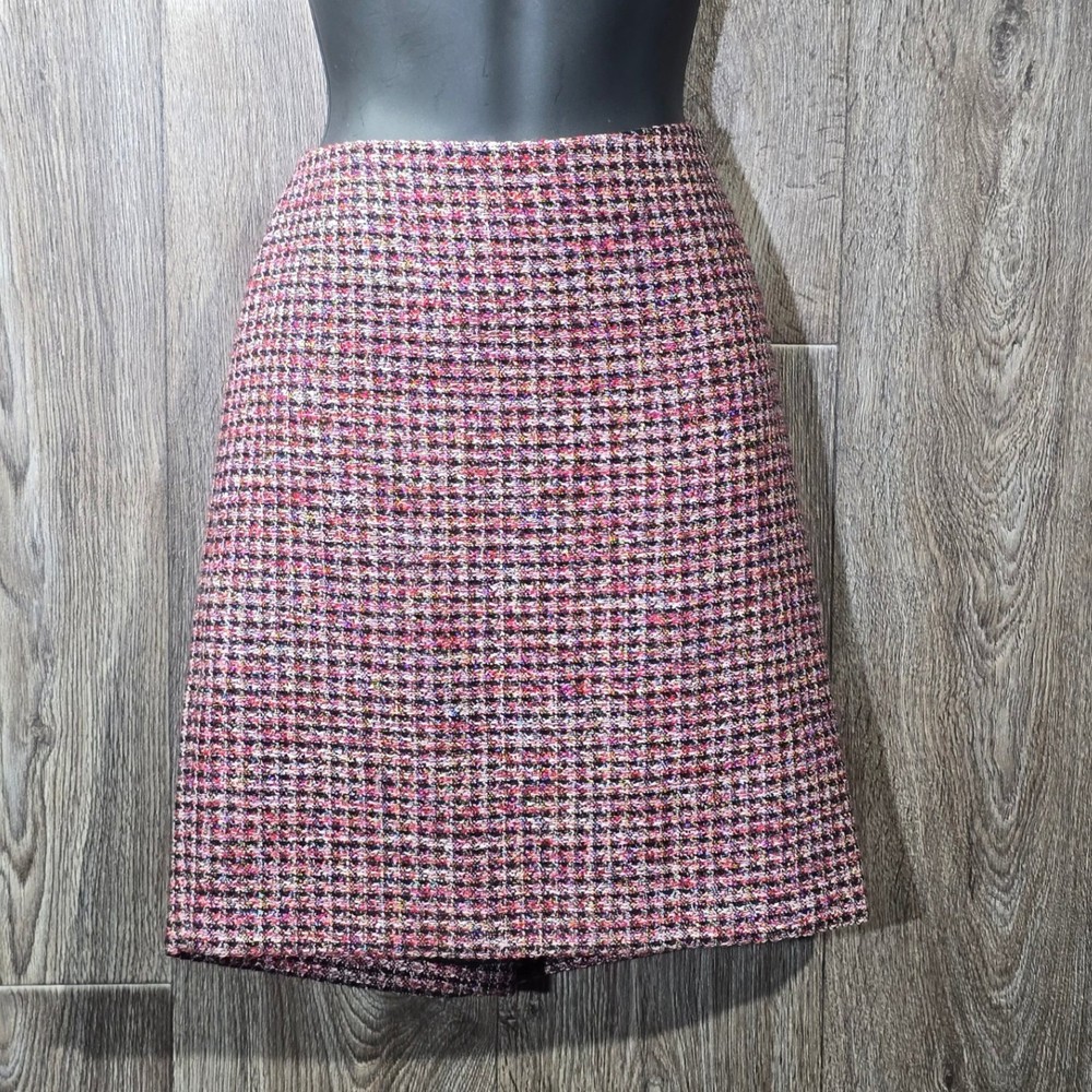 White House Black Market Skirt Womens 4 Tweed Red Black Career Office
