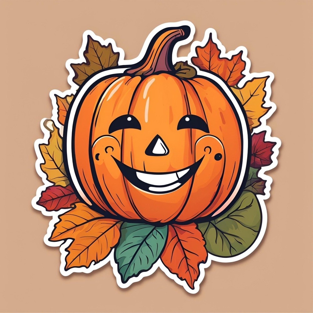 3x1.8” Colourful Trendy Pumpkin Festive AMAZING STICKER!