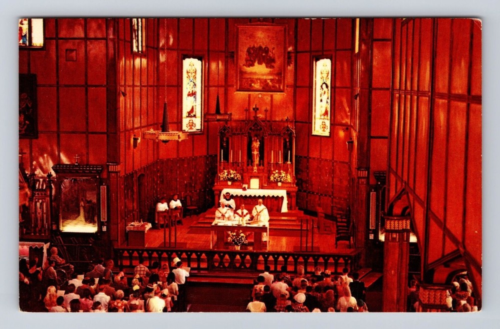Midland Ontario Canada, Martyr's Shrine Church, Interior, Vintage Postcard