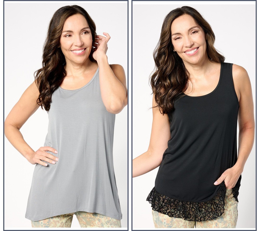 LOGO by Lori Goldstein Women's Top Sz 2XS (XXS) Pack Layering Black A631563