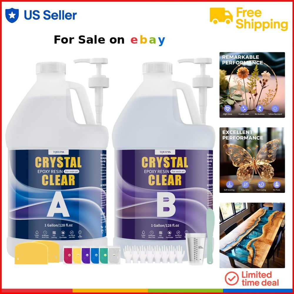 2 Gallon Clear Epoxy Resin Kit High Gloss Self Leveling No Yellowing for DIY Crafts