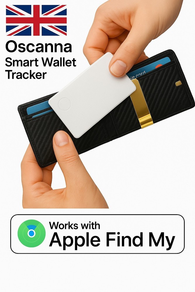 Oscanna Smart Wallet Tracker like airtag uses apple find my