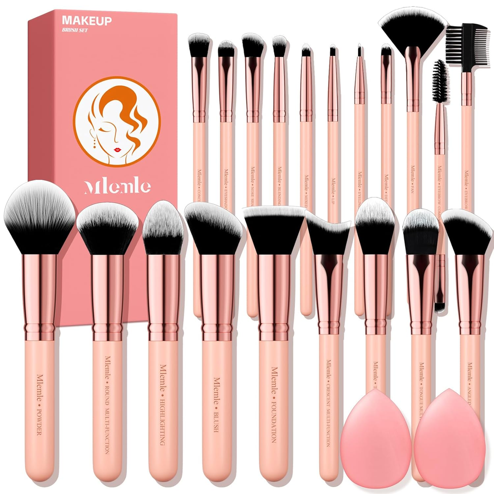 Mlemle Professional 20-Piece Makeup Brush Set for Foundation Powder & More