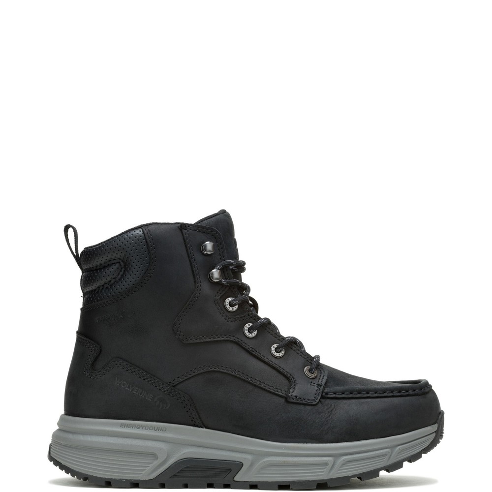 Wolverine Ride Wedge Moc EB Waterproof Black Work Boots for Men