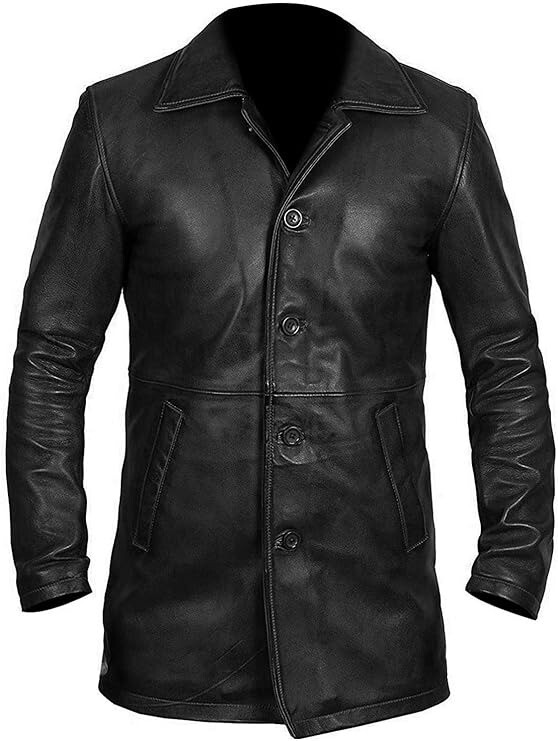Mens Supernatural Dean Winchester Black Genuine Leather Coat Jacket