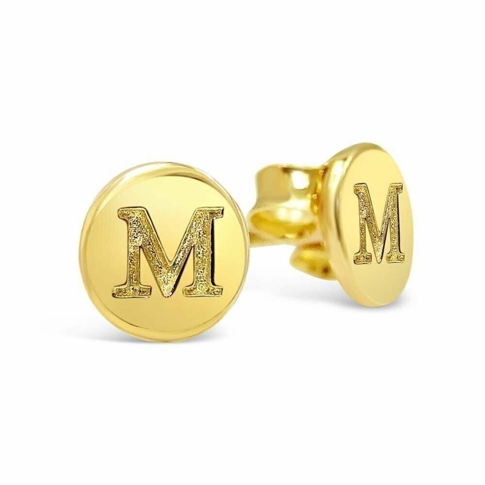 Tisoro 925 Solid Sterling Silver or Gold Plated Tiny Round Letter Initial A-Z...