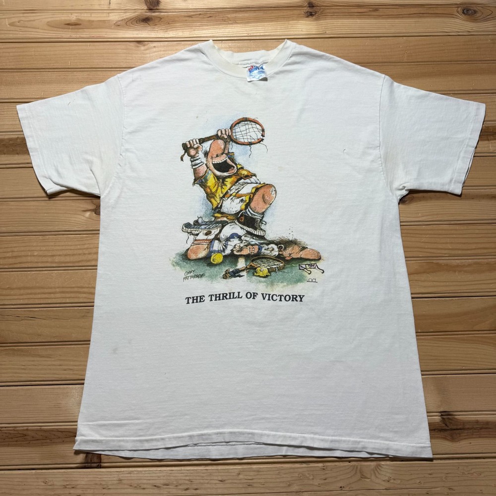 Vintage 90s The Thrill of Victory Gary Patterson Tennis Funny T-Shirt - Large