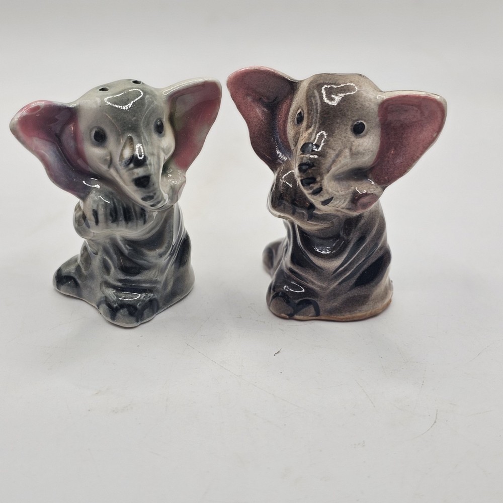 Sonsco Elephant Salt And Pepper Shakers Vintage Japan Porcelain Estate Find