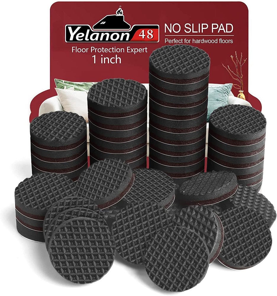 Yelanon Non Slip Furniture Pads -48 pcs 1 Furniture Grippers Non Skid for Fu