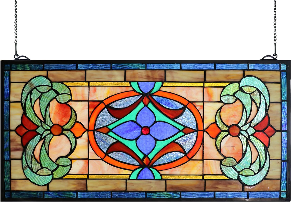 Extra Large Horizontal Transom Window Stained Glass Window Panels Hanging 26