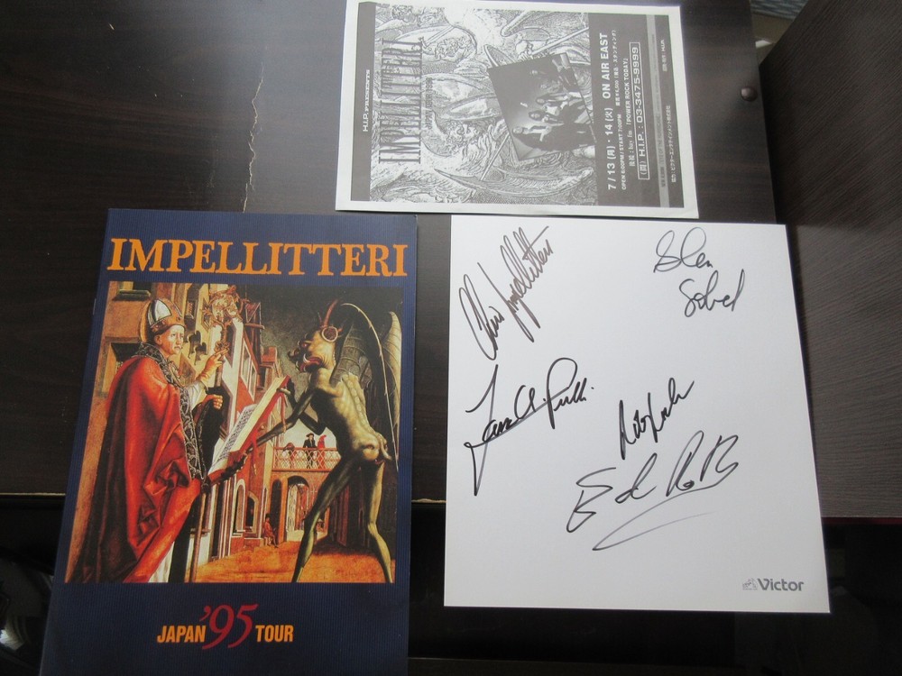 Impellitteri 1995 Japan Tour Book w Signed Card 1998 Promo Flyer Rob Rock Chris