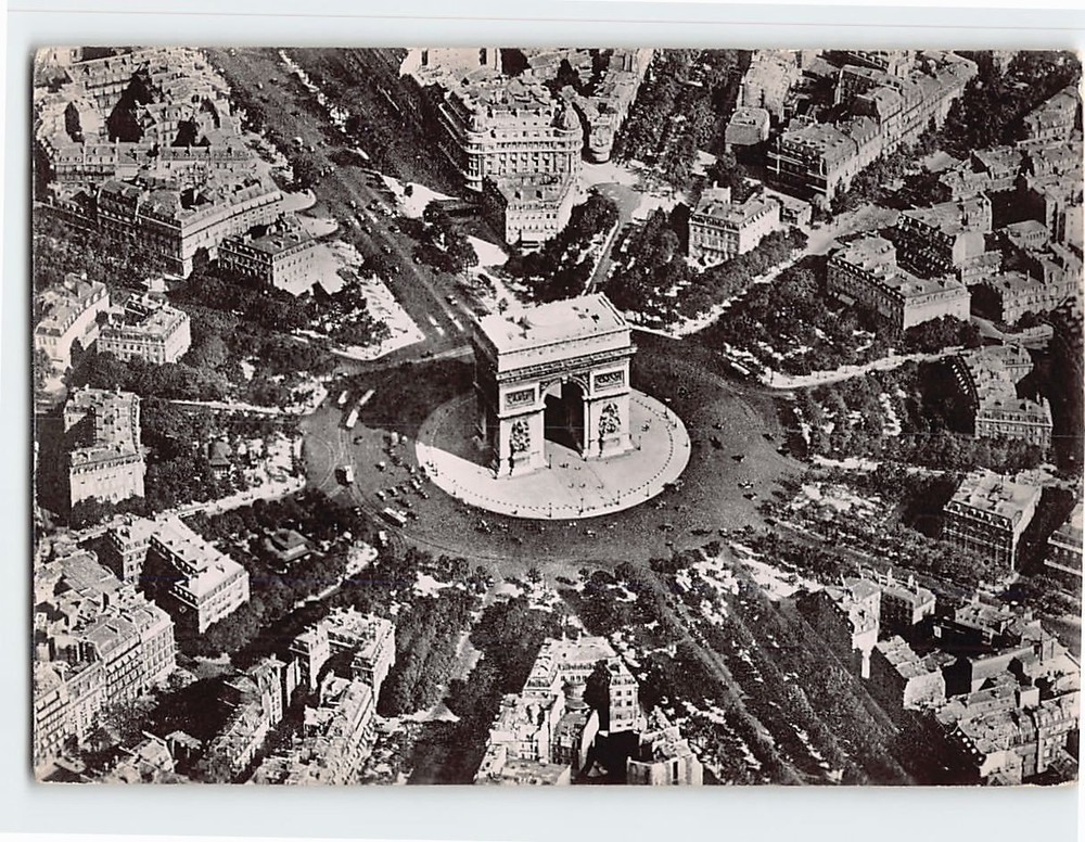 Postcard Aerial View Arc de Triomphe Paris France