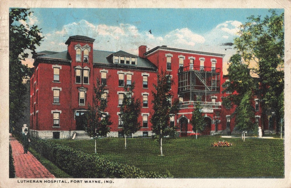Fort Wayne IN Indiana, Lutheran Hospital Building, Vintage Postcard