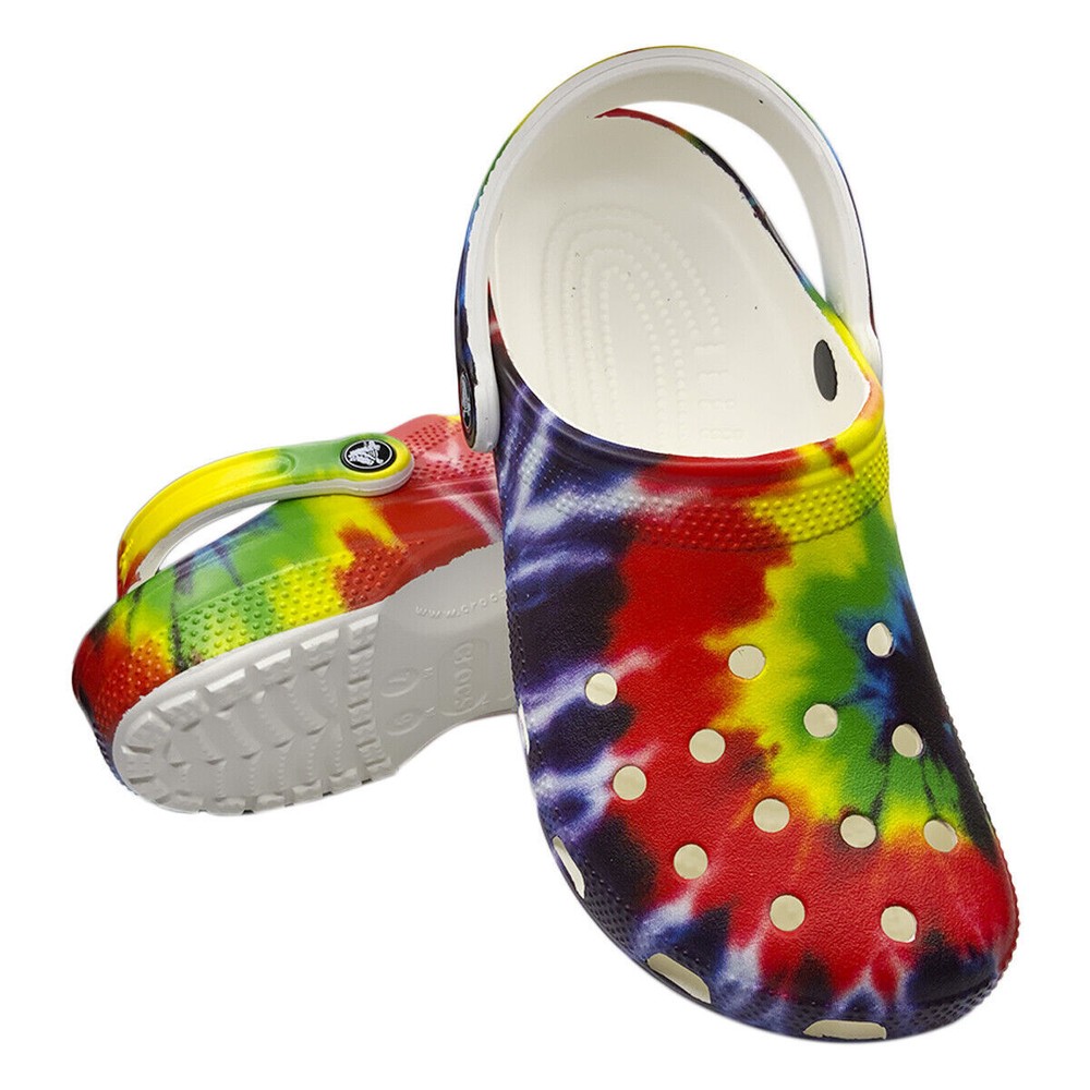 MSRP $51.99 NWT CROCS TIE DYE MEN'S WOMEN'S GRAPHIC LIGHTWEIGHT SLIP ON CLOGS