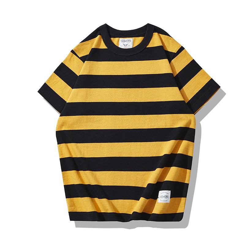 Vintage Men's Prisoner Striped T-Shirts Causal Motorbike Short Sleeve Tee Shirt