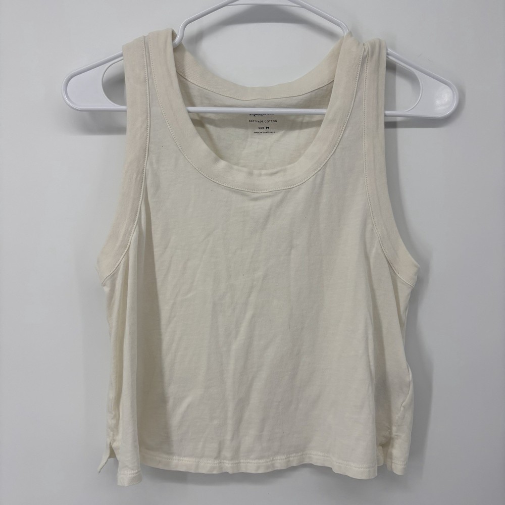 Madewell Softfade Cotton Scoop Neck Tank Top Cream Off-White Womens Size Medium