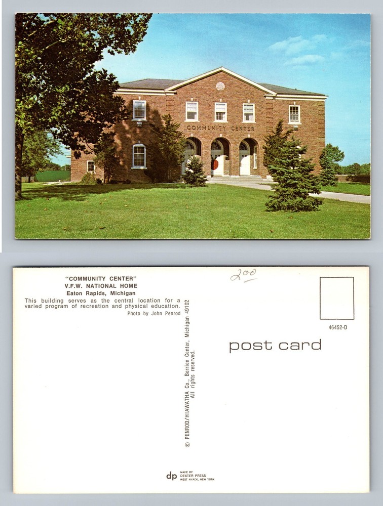 Eaton Rapids, MI-Michigan, VFW Community Center PC View Vintage Postcard