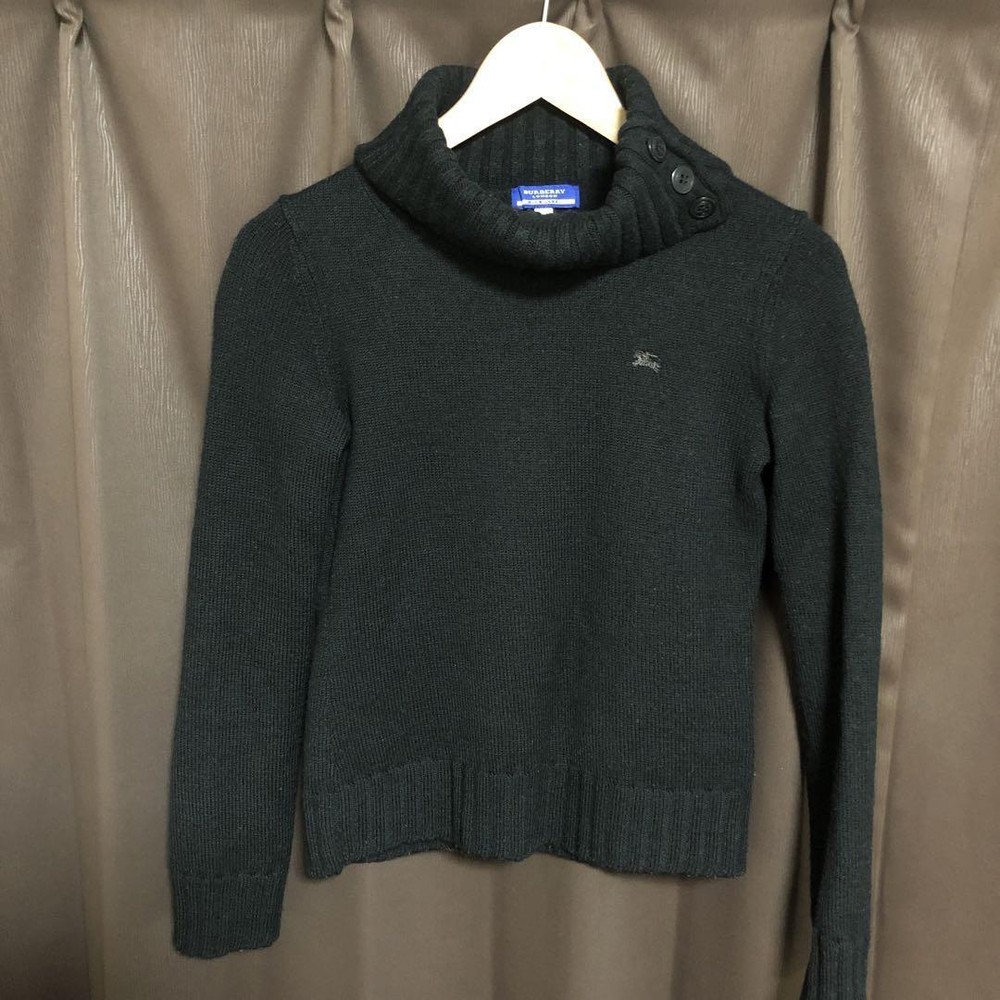 Burberry London Blue Label Black Wool Turtleneck Sweater 38 Italy Made
