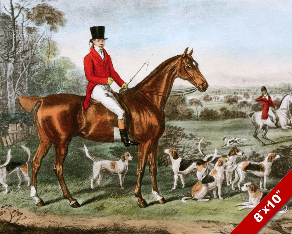 English Fox Hunt Horse Foxhunting Hunting Art Painting Real Canvas Print